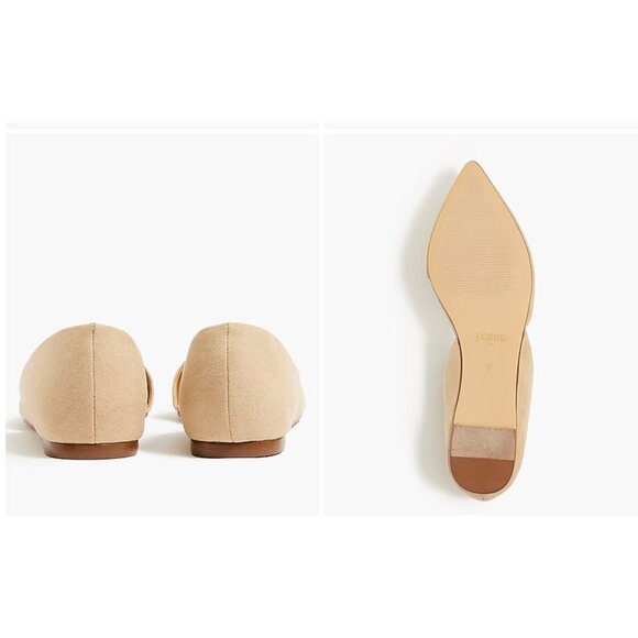 J. Crew Womens Zoe d'Orsay Flats Saddle Beige Faux Suede 8.5 M - Picture 3 of 8